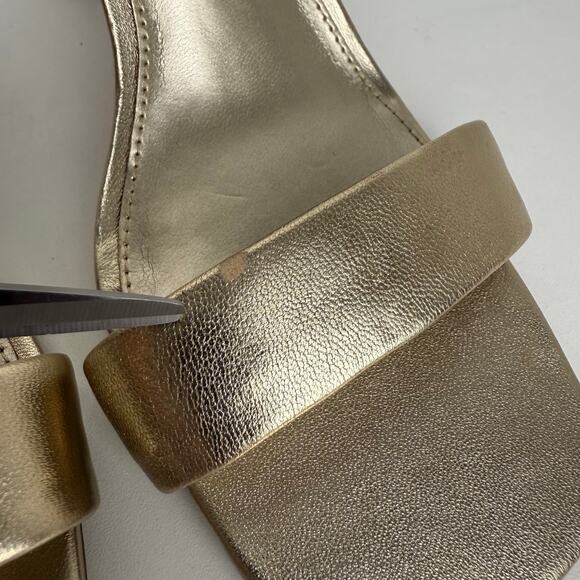 Vince Camuto Womens Enella Ankle Strap Square Toe Gold Sandals Stiletto Heels 6M - Picture 9 of 12